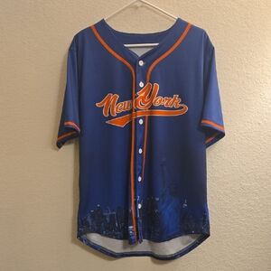New York Baseball Jersey with Skyline - Blue - M/L